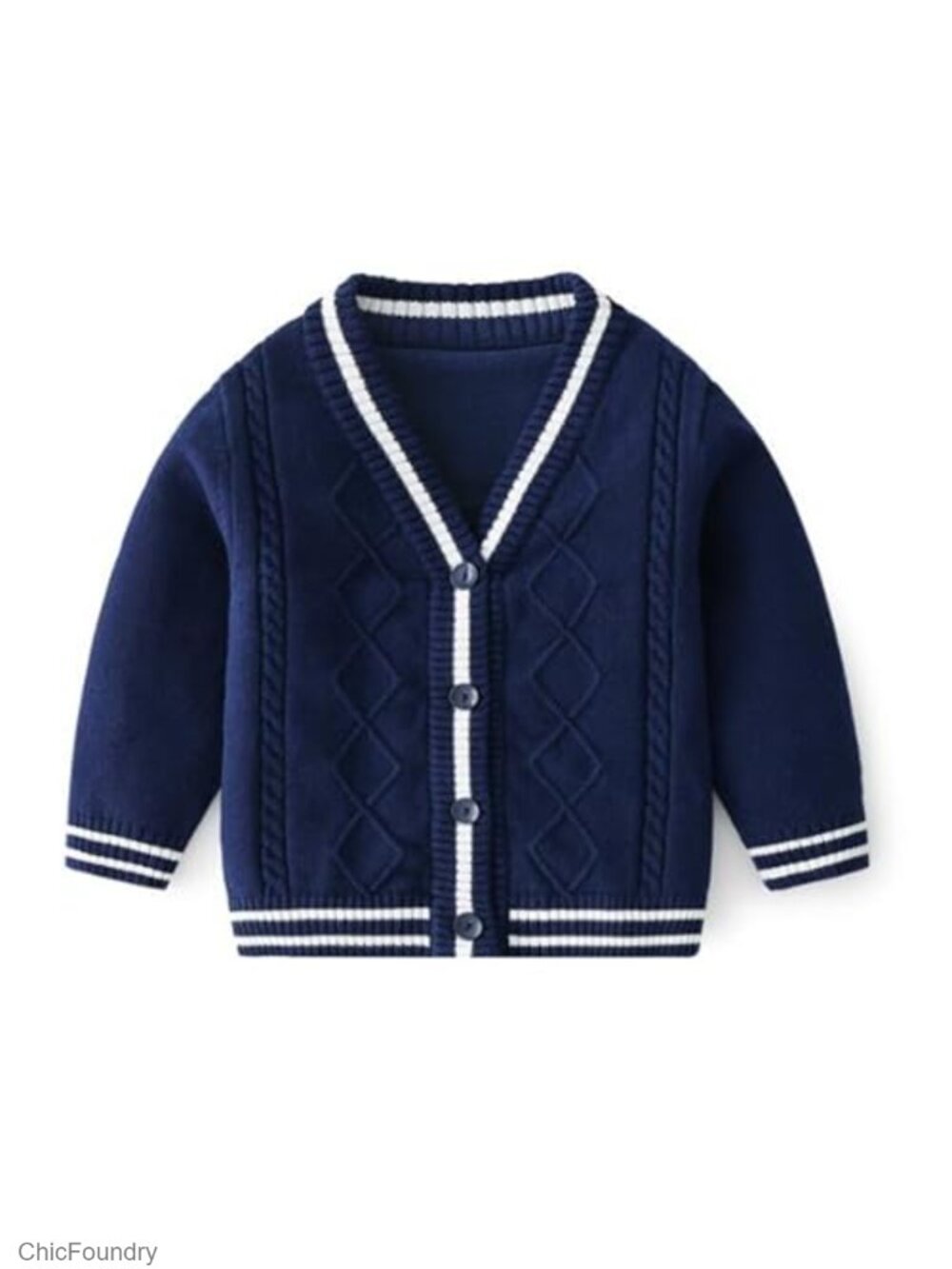 Girls Boys Cardigan Sweater Soft Cotton Knit V-Neck Long Sleeve Button Up - Picture 1 of 6